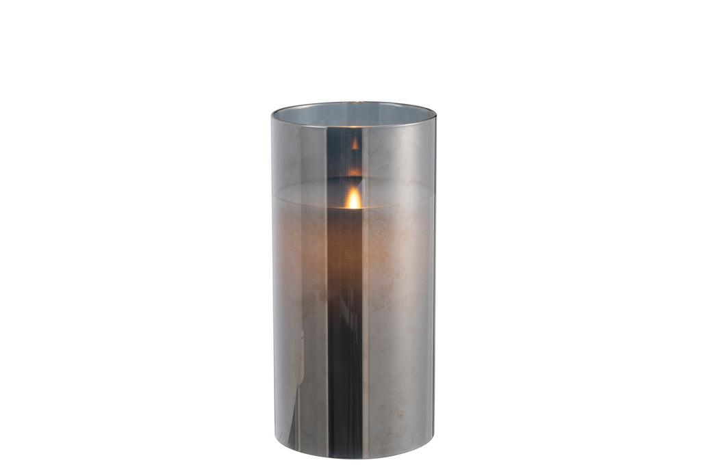 livinglovely.nl - Ledlamp Blinkend Glas Grijs Medium - LED Kaars - J-Line - livinglovely.nl