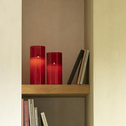 livinglovely.nl - Ledlamp Blinkend Glas Rood Medium - LED Kaars - J-Line - livinglovely.nl