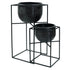 livinglovely.nl - Lesley Black Brush Alu Pot On Black Iron Stand Set van 2 PTMD - Pot - PTMD - livinglovely.nl