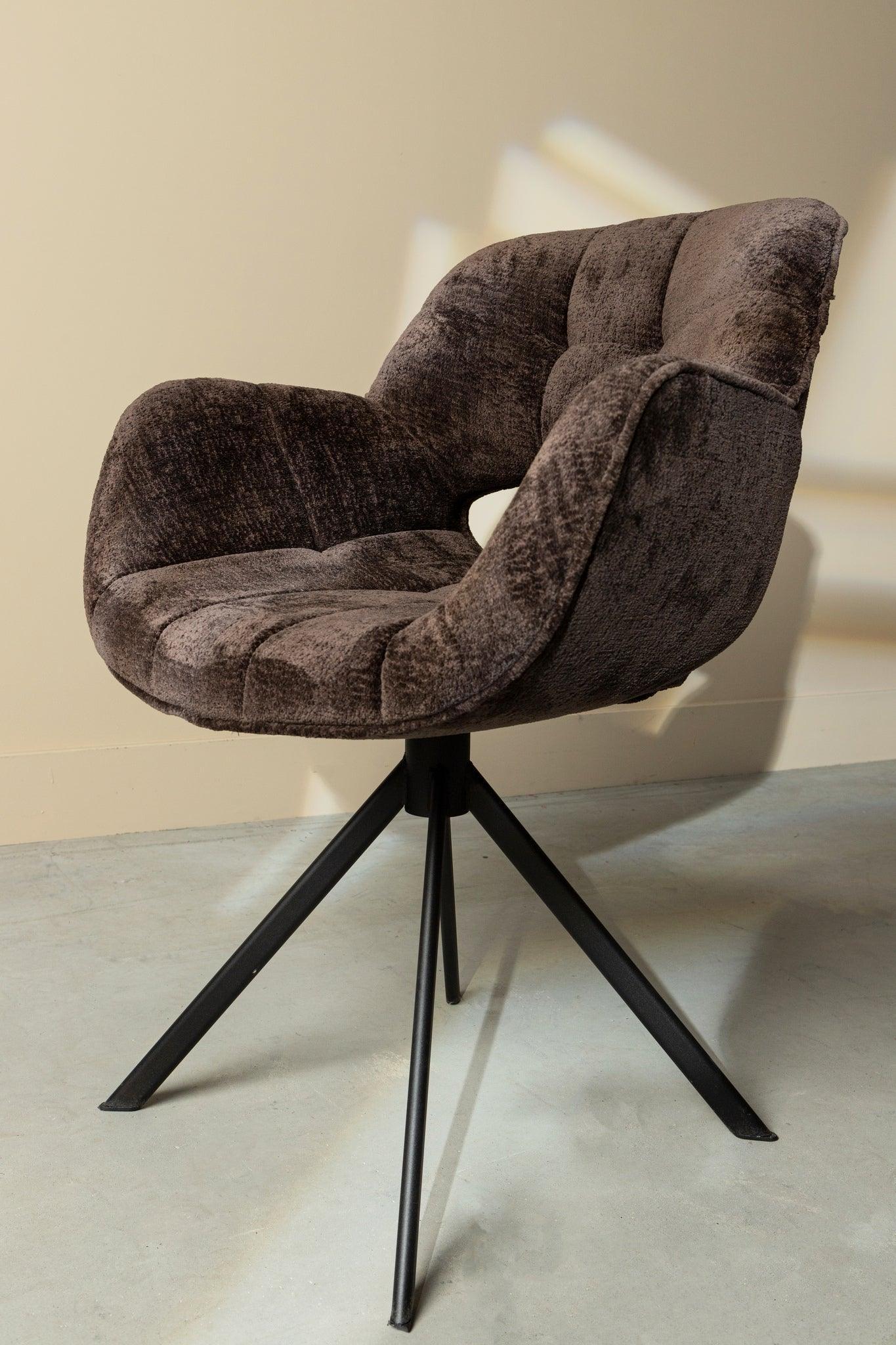 livinglovely.nl - Link Dining Chair Berge 1072 Dark Grey Fabric With PTMD - Eetkamerstoel - PTMD - livinglovely.nl