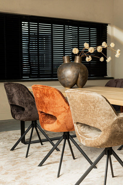 livinglovely.nl - Link Dining Chair Berge 3032 Rust Fabric With Meta PTMD - Eetkamerstoel - PTMD - livinglovely.nl