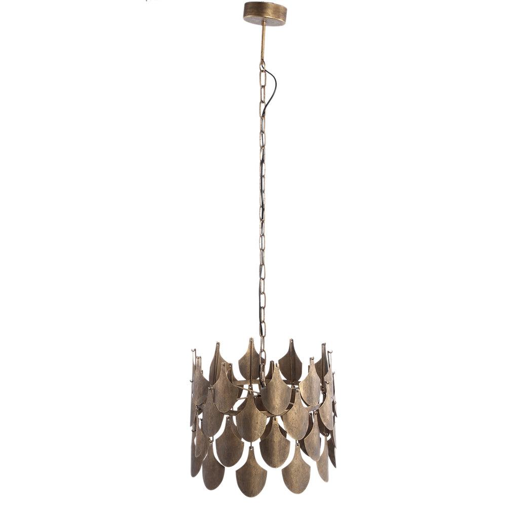 livinglovely.nl - Linnes Brass metal hanging lamp scales round PTMD - Hanglamp - PTMD - livinglovely.nl