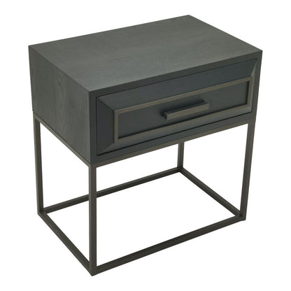 livinglovely.nl - Lixly Black wood iron frame bedside cabinet PTMD - Nachtkastje - PTMD - livinglovely.nl