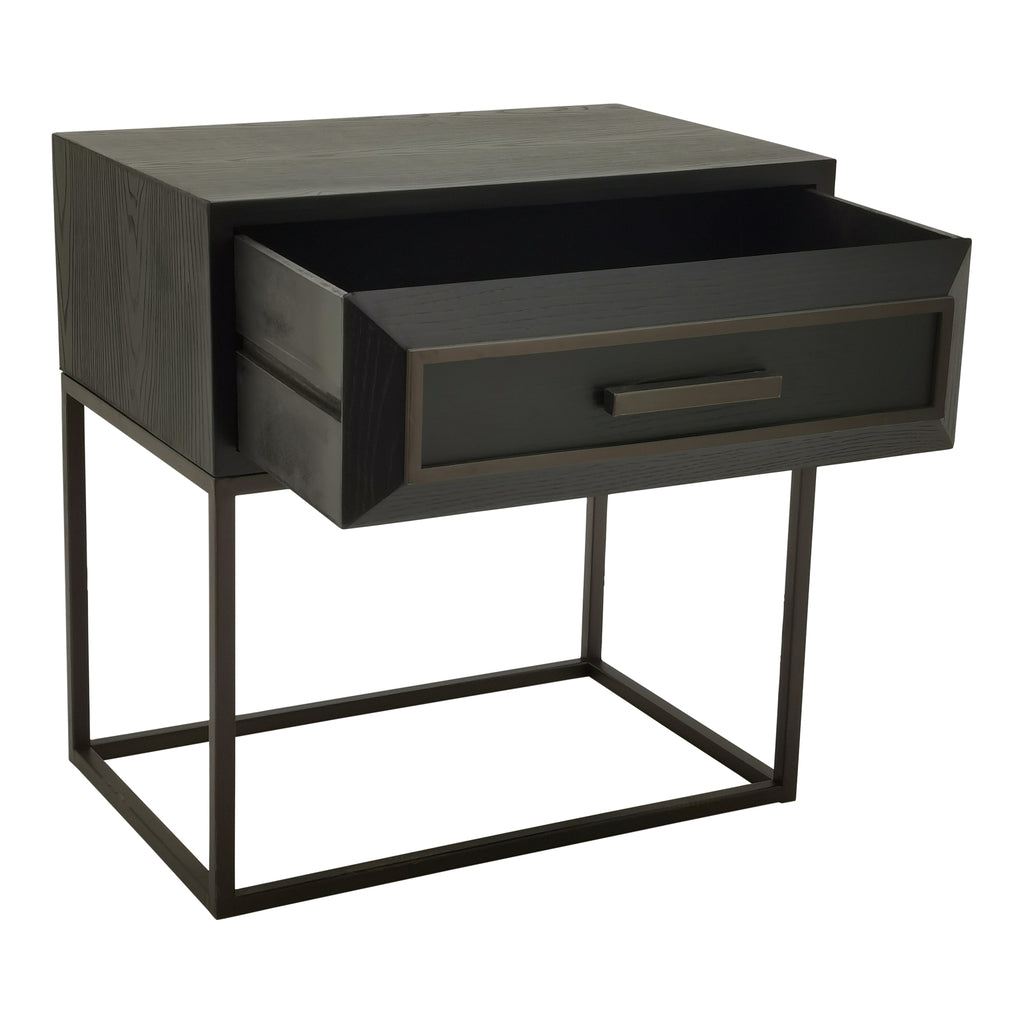 livinglovely.nl - Lixly Black wood iron frame bedside cabinet PTMD - Nachtkastje - PTMD - livinglovely.nl