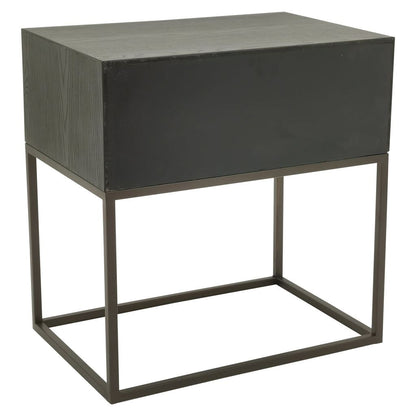 livinglovely.nl - Lixly Black wood iron frame bedside cabinet PTMD - Nachtkastje - PTMD - livinglovely.nl