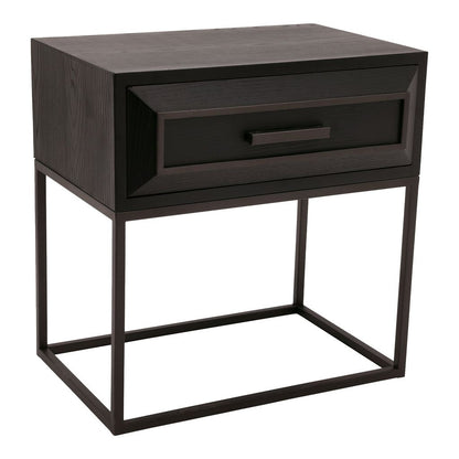 livinglovely.nl - Lixly Black wood iron frame bedside cabinet PTMD - Nachtkastje - PTMD - livinglovely.nl