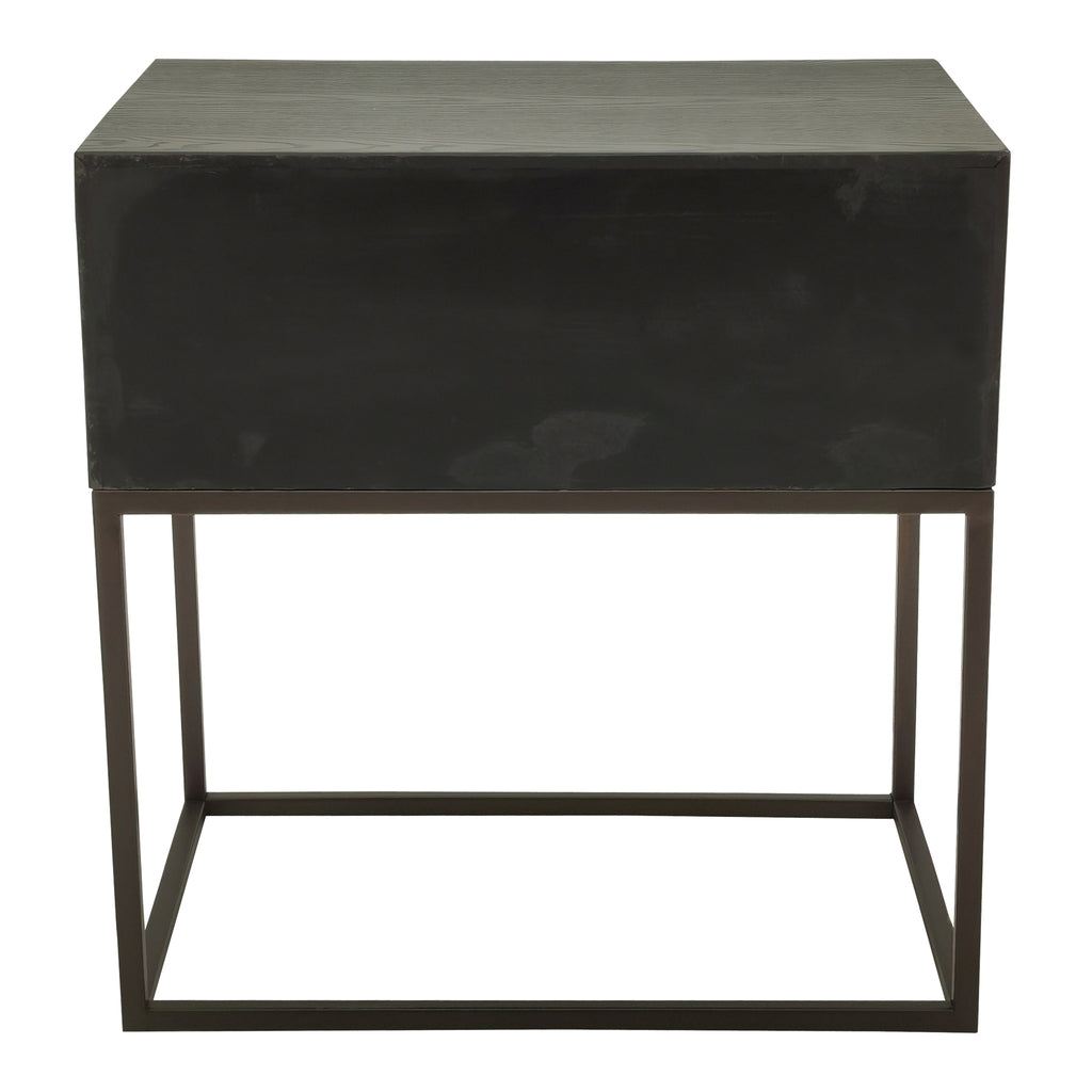 livinglovely.nl - Lixly Black wood iron frame bedside cabinet PTMD - Nachtkastje - PTMD - livinglovely.nl