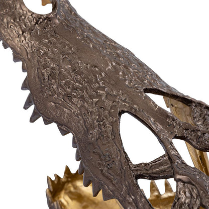 livinglovely.nl - Lizee Brass casted alu crocodile head statue S PTMD - Beeld - PTMD - livinglovely.nl