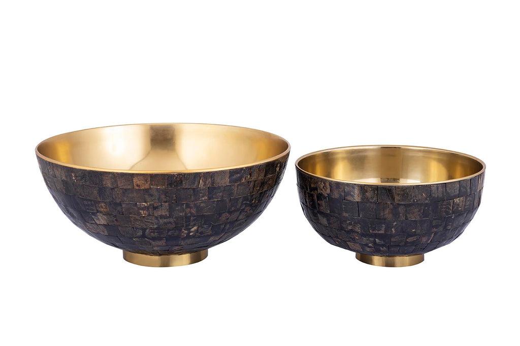 livinglovely.nl - Loder Schalen - Mozaiek - Goud - Set van 2 PTMD - Schaal - PTMD - livinglovely.nl