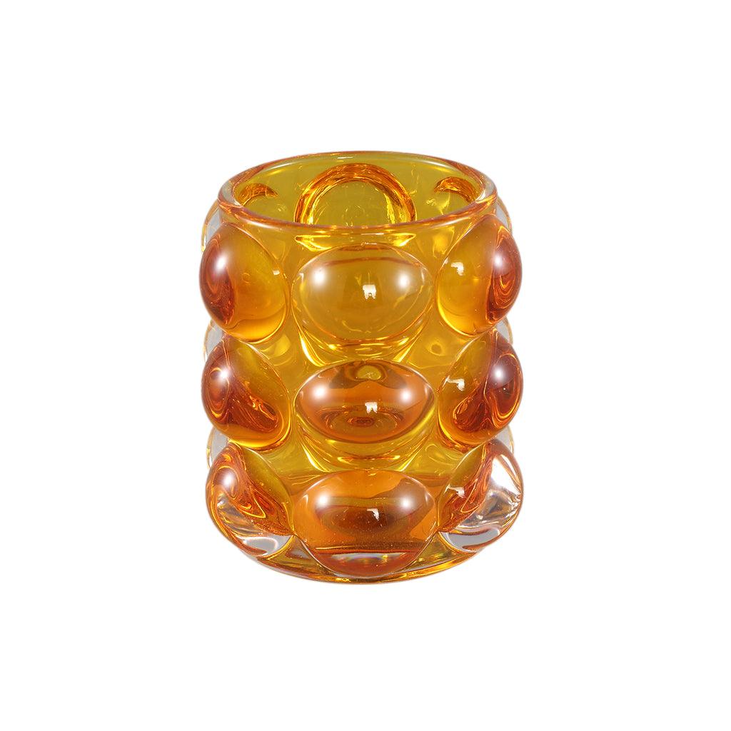 livinglovely.nl - Lonnie Orange glass tealight round circles PTMD - Kaarshouder - PTMD - livinglovely.nl