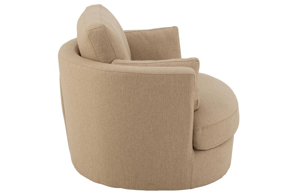 livinglovely.nl - Loungestoel Swivel Hout/Textiel Beige - J-Line - Fauteuil - J-Line - livinglovely.nl