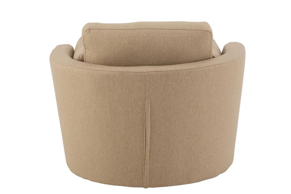 livinglovely.nl - Loungestoel Swivel Hout/Textiel Beige - J-Line - Fauteuil - J-Line - livinglovely.nl