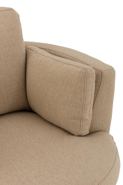 livinglovely.nl - Loungestoel Swivel Hout/Textiel Beige - J-Line - Fauteuil - J-Line - livinglovely.nl