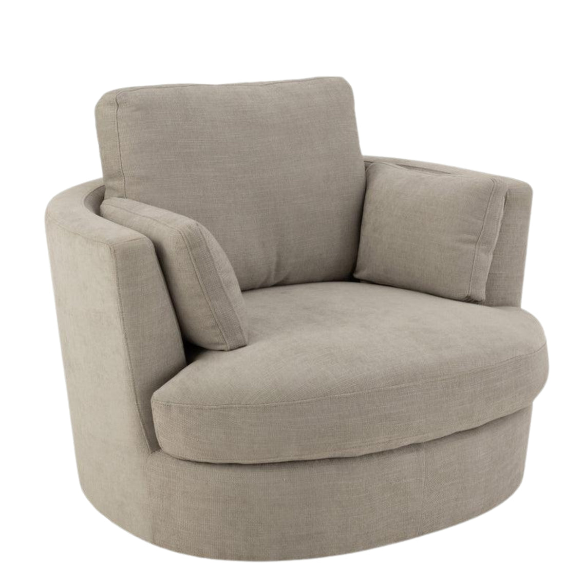 livinglovely.nl - Loungestoel Swivel Hout/Textiel Grijs - J-Line - Fauteuil - J-Line - livinglovely.nl