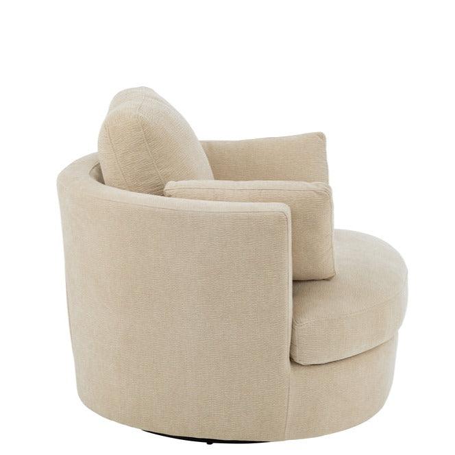 livinglovely.nl - Loungestoel Swivel Populierenhout / Schuim Beige - J-Line - Fauteuil - J-Line - livinglovely.nl