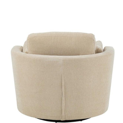 livinglovely.nl - Loungestoel Swivel Populierenhout / Schuim Beige - J-Line - Fauteuil - J-Line - livinglovely.nl