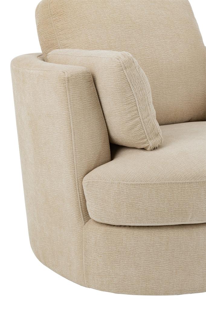 livinglovely.nl - Loungestoel Swivel Populierenhout / Schuim Beige - J-Line - Fauteuil - J-Line - livinglovely.nl