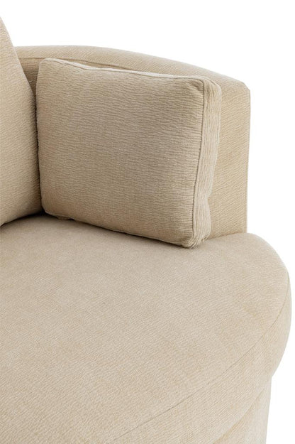 livinglovely.nl - Loungestoel Swivel Populierenhout / Schuim Beige - J-Line - Fauteuil - J-Line - livinglovely.nl