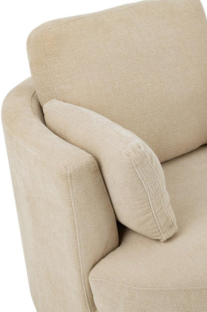 livinglovely.nl - Loungestoel Swivel Populierenhout / Schuim Beige - J-Line - Fauteuil - J-Line - livinglovely.nl