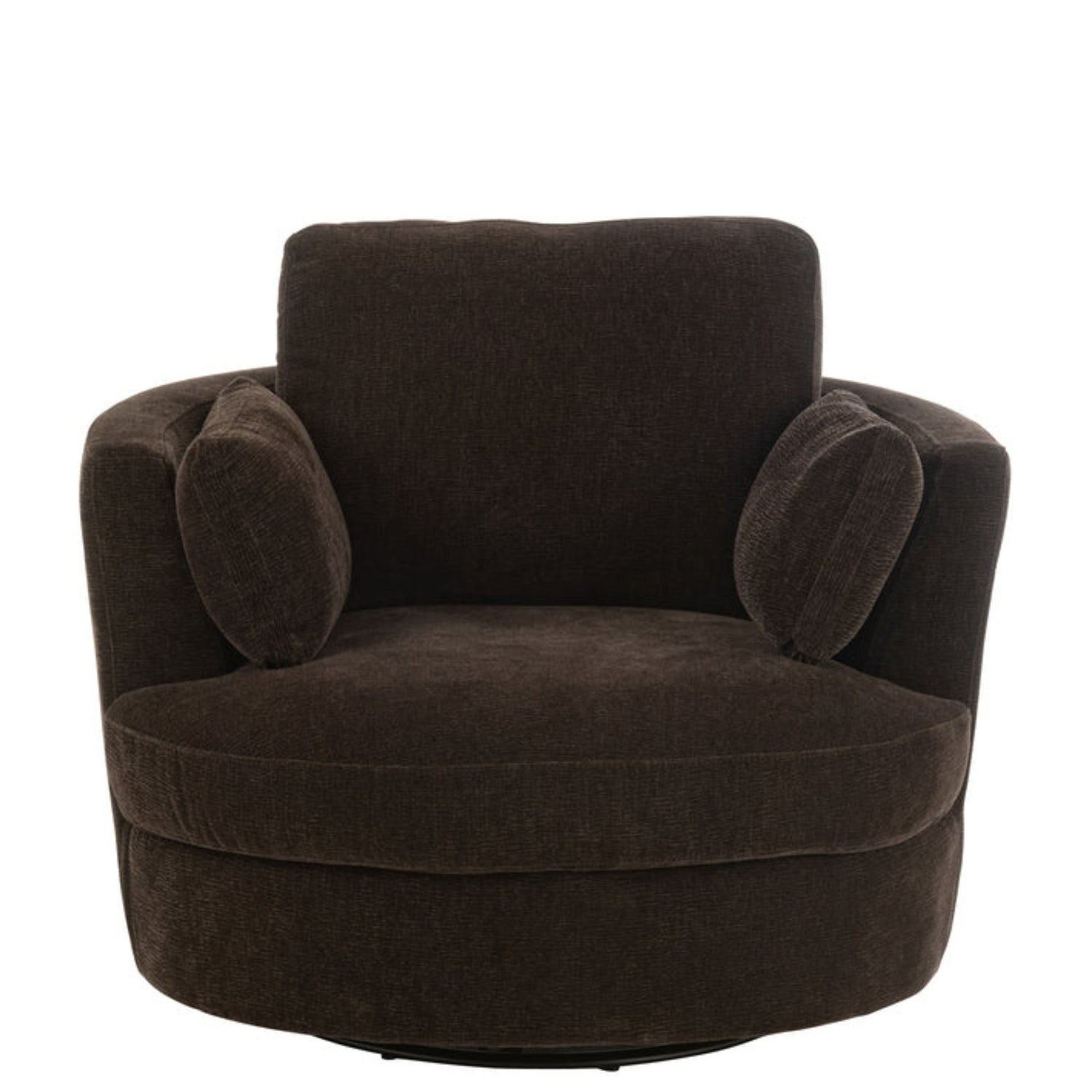 livinglovely.nl - Loungestoel Swivel Populierenhout / Schuim Donker Bruin - J-Line - Fauteuil - J-Line - livinglovely.nl