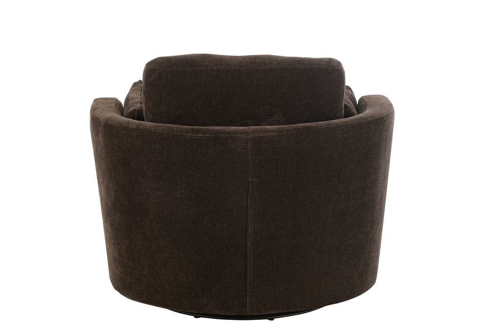 livinglovely.nl - Loungestoel Swivel Populierenhout / Schuim Donker Bruin - J-Line - Fauteuil - J-Line - livinglovely.nl