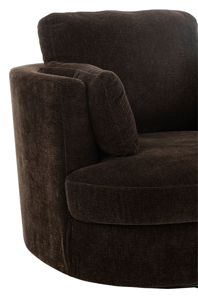 livinglovely.nl - Loungestoel Swivel Populierenhout / Schuim Donker Bruin - J-Line - Fauteuil - J-Line - livinglovely.nl