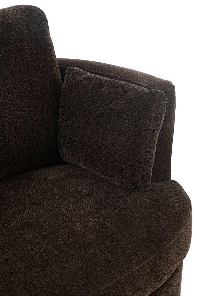 livinglovely.nl - Loungestoel Swivel Populierenhout / Schuim Donker Bruin - J-Line - Fauteuil - J-Line - livinglovely.nl