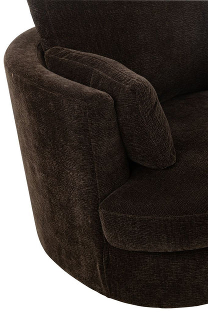 livinglovely.nl - Loungestoel Swivel Populierenhout / Schuim Donker Bruin - J-Line - Fauteuil - J-Line - livinglovely.nl