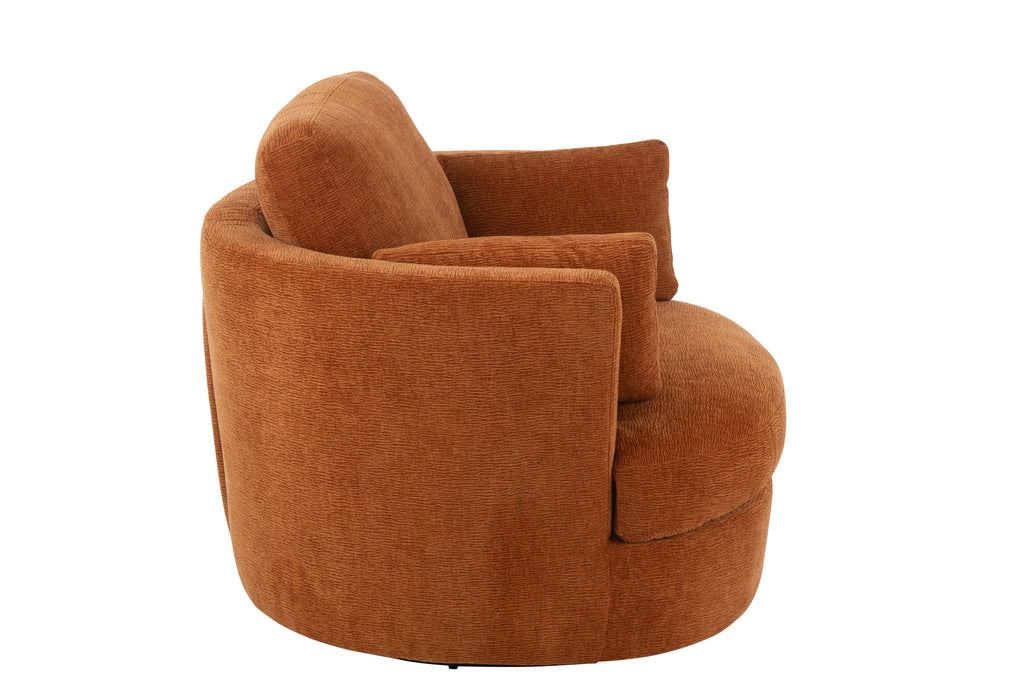 livinglovely.nl - Loungestoel Swivel Populierenhout / Schuim Rusty - J-Line - Fauteuil - J-Line - livinglovely.nl