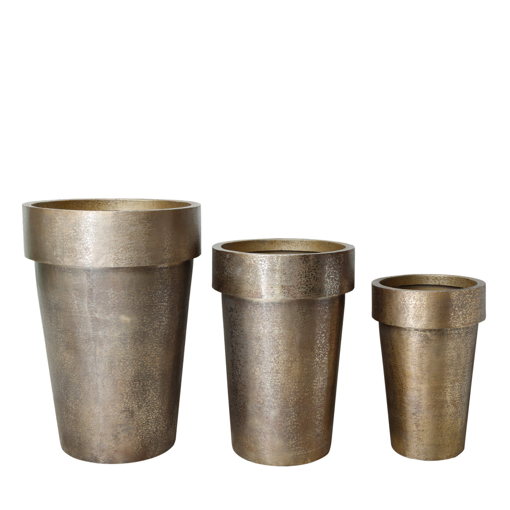 livinglovely.nl - Lovay Brass Brushed Potten Set van 3 PTMD - Pot - PTMD - livinglovely.nl