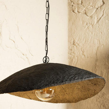 livinglovely.nl - Majid Black paper machee wave lamp gold inside PTMD - Hanglamp - PTMD - livinglovely.nl