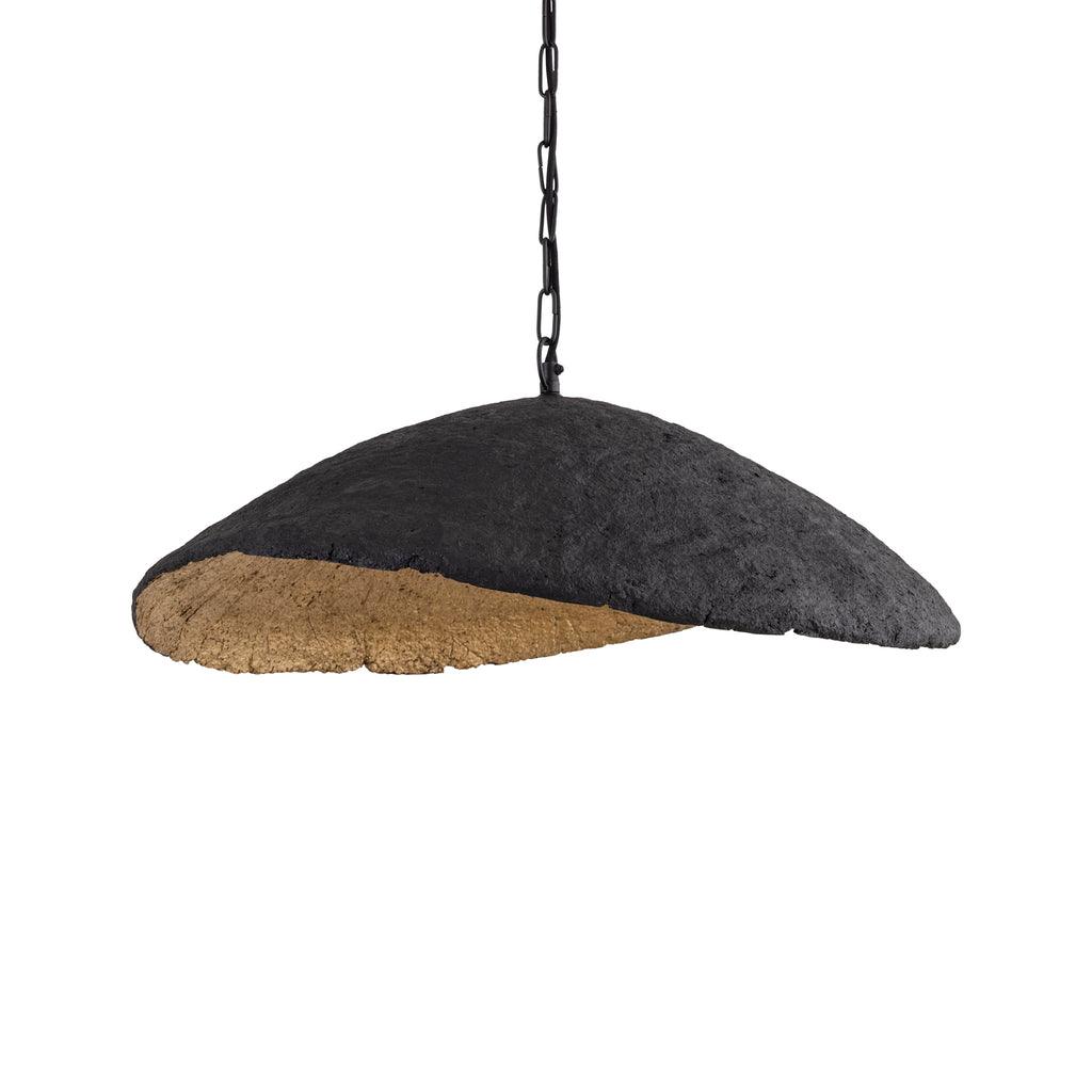 livinglovely.nl - Majid Black paper machee wave lamp gold inside PTMD - Hanglamp - PTMD - livinglovely.nl