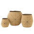 livinglovely.nl - Mand Ster Stippellijnen Zeegras Naturel/Zwart set van 3 - Mand - J-Line - livinglovely.nl