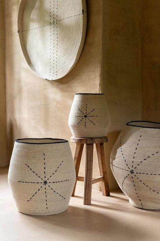 livinglovely.nl - Mand Ster Stippellijnen Zeegras Naturel/Zwart set van 3 - Mand - J-Line - livinglovely.nl