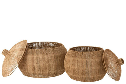 livinglovely.nl - Manden Dantya Bal Jute Naturel Set van 2 - Mand - J-Line - livinglovely.nl