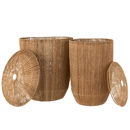 livinglovely.nl - Manden Dantya Lang Jute Naturel Set van 2 - Mand - J-Line - livinglovely.nl