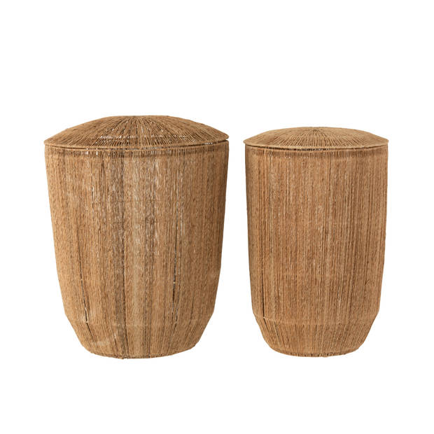 livinglovely.nl - Manden Dantya Lang Jute Naturel Set van 2 - Mand - J-Line - livinglovely.nl