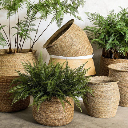 livinglovely.nl - Manden Korbin Brown Sea Grass Rond Set van 4 PTMD - Mand - PTMD - livinglovely.nl