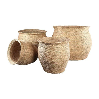 livinglovely.nl - Manden Korbin Brown Sea Grass Rond Set van 4 PTMD - Mand - PTMD - livinglovely.nl