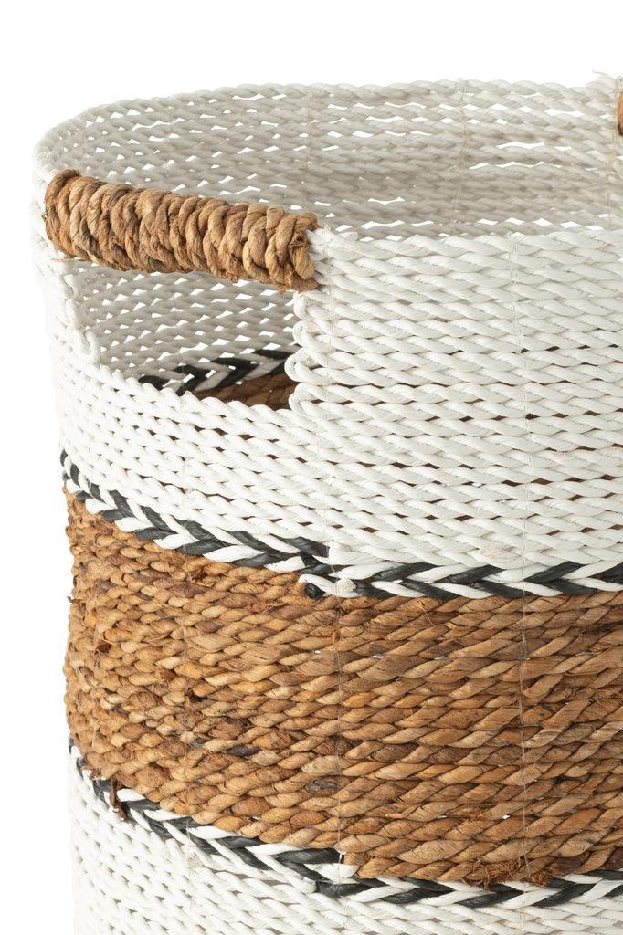 livinglovely.nl - Manden Laura Raffia Wit/Naturel Set van 3 - Mand - J-Line - livinglovely.nl