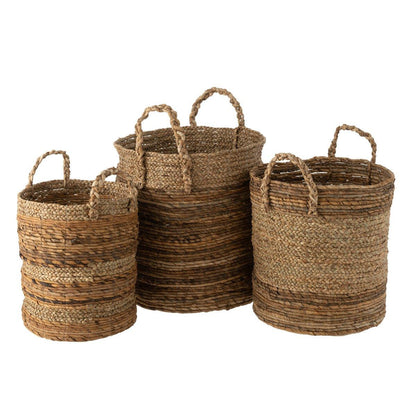 livinglovely.nl - Manden Lucie Raffia Naturel Set van 3 - Mand - J-Line - livinglovely.nl