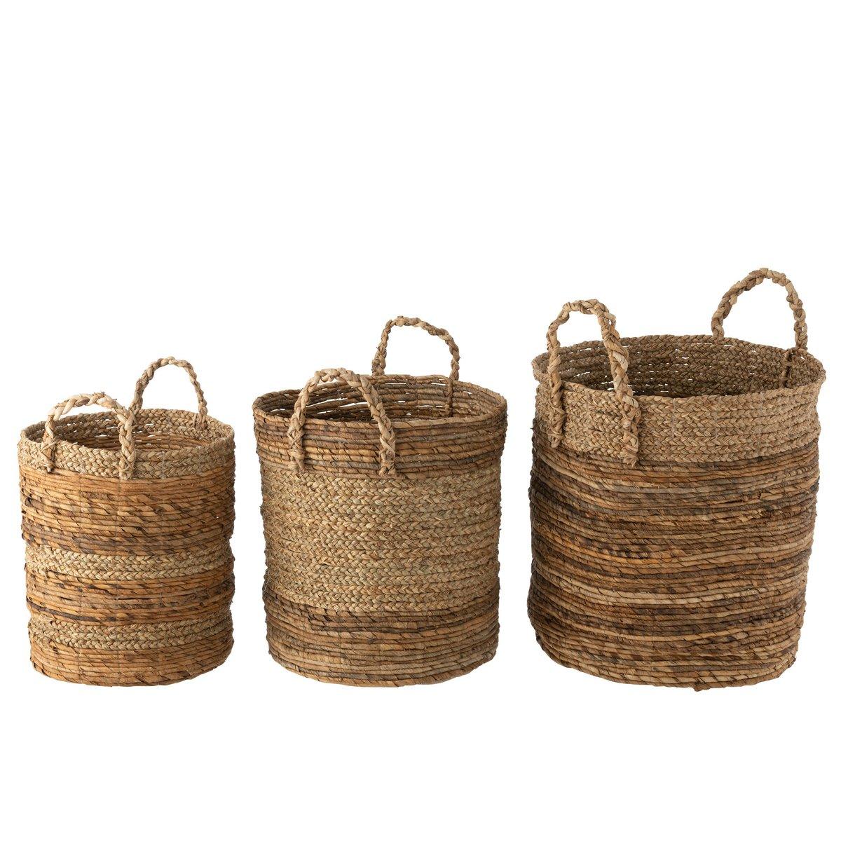 livinglovely.nl - Manden Lucie Raffia Naturel Set van 3 - Mand - J-Line - livinglovely.nl