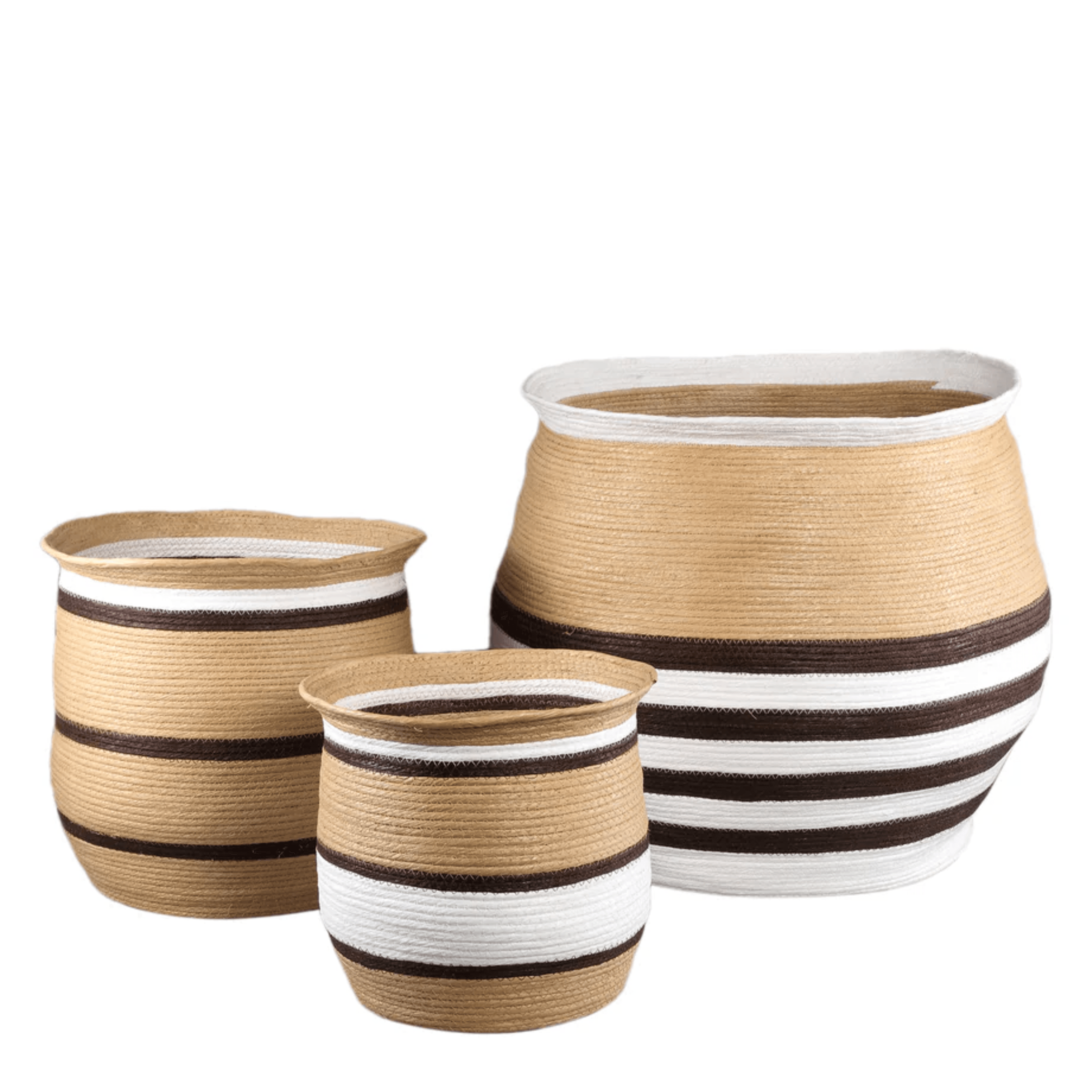 livinglovely.nl - Manden Melano - Papier - Bruin - Set van 3 PTMD - Mand - PTMD - livinglovely.nl