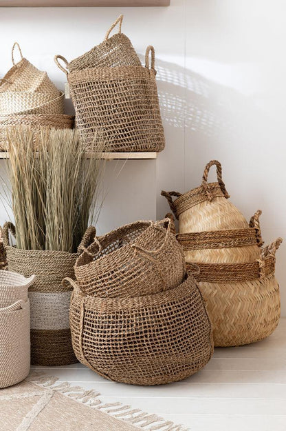 livinglovely.nl - Manden Tosai Zeegras Naturel Set van 2 - Mand - J-Line - livinglovely.nl