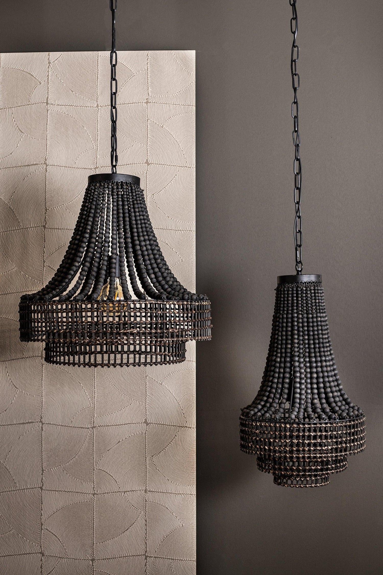 livinglovely.nl - Merdy Grey Metal Hanging Lamp Beads Round PTMD - Hanglamp - PTMD - livinglovely.nl