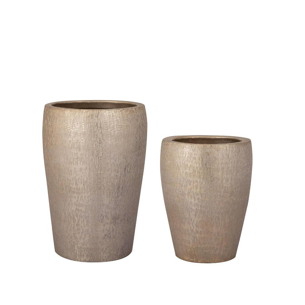 livinglovely.nl - Mialee Bloempotten - 35x35x53 cm - Aluminium - Champagne - Set van 2 PTMD - Pot - PTMD - livinglovely.nl