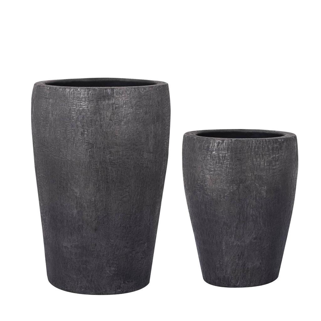 livinglovely.nl - Mialee Bloempotten - 35x35x53 cm - Aluminium - Grijs - Set van 2 PTMD - Pot - PTMD - livinglovely.nl