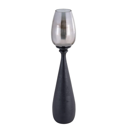 livinglovely.nl - Midi Mango Wood Stormlight Smoke Glass Black Medium PTMD - Kaarshouder - PTMD - livinglovely.nl