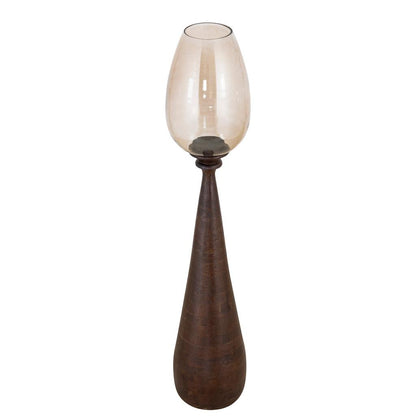 livinglovely.nl - Midi Mango Wood Stormlight Smoke Glass Brown Large PTMD - Kaarshouder - PTMD - livinglovely.nl