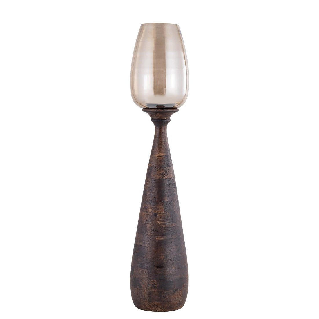 livinglovely.nl - Midi Mango Wood Stormlight Smoke Glass Brown Medium PTMD - Kaarshouder - PTMD - livinglovely.nl